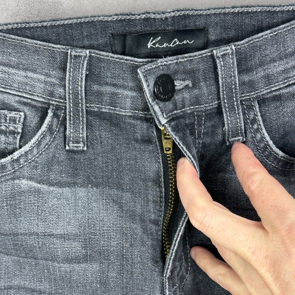 Kancan USA Distressed Raw Hem Black Ankle Skinny‎ Stretch Jeans Size 26 Denim - Picture 6 of 12